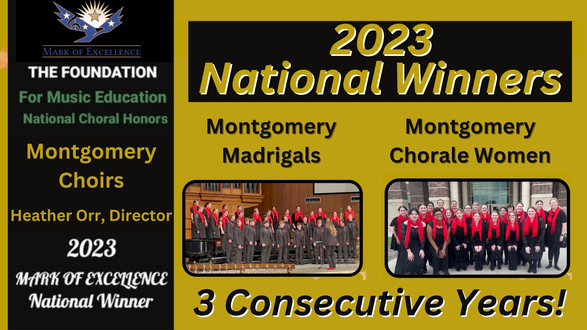 Montgomery HS Choirs named Mark of Excellence National Winners for